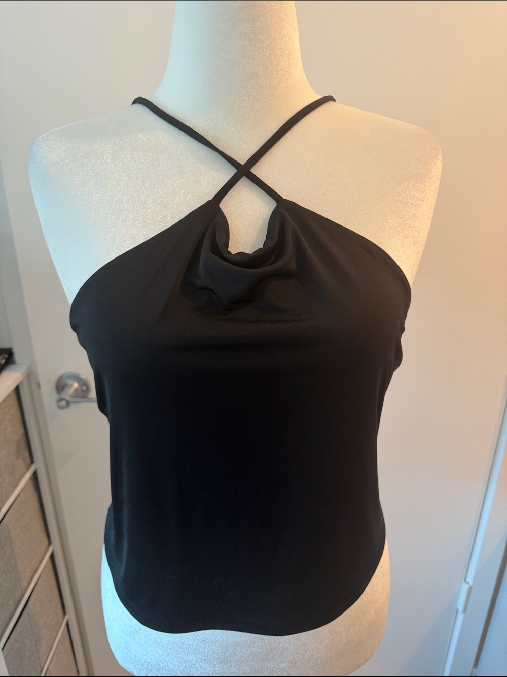 Express Black Halter Cowl Neck Tank Top